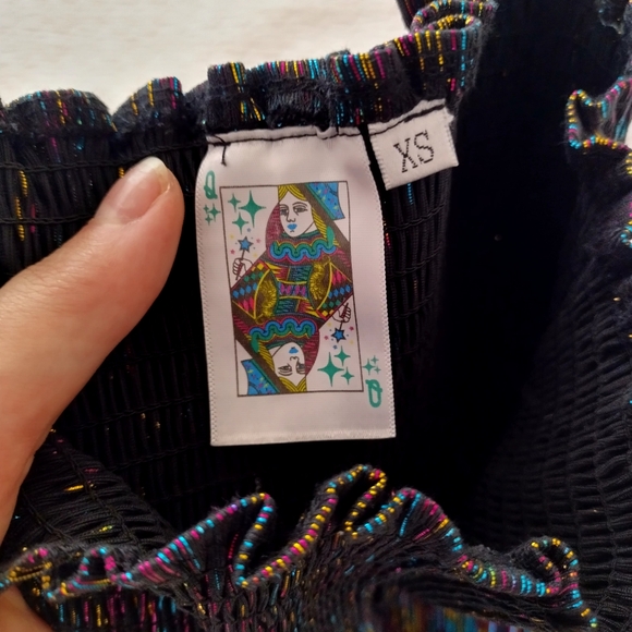 Queen Of Sparkles Black Rainbow Leather High Rise Swing Shorts Sz Xs - Picture 4 of 5